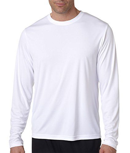 Hanes mens Cool DRI Performance Long-Sleeve T-Shirt(482L)-Black/White-L ...