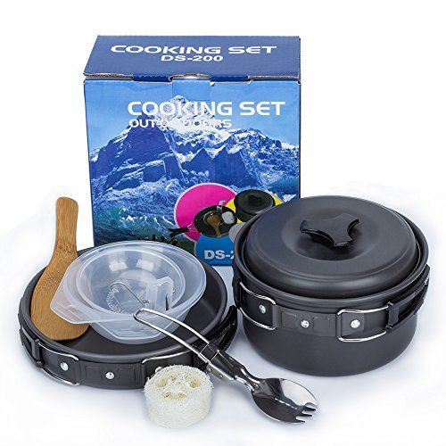 Outdoor Camping Cookware 10 PCS Compact Hard Anodized 