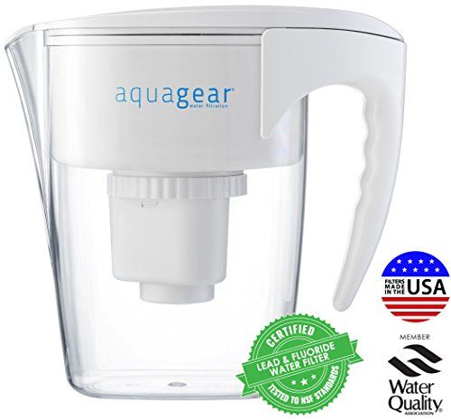 Aquagear Water Filter Pitcher - Fluoride, Lead, Chloramine, Chromium-6 ...