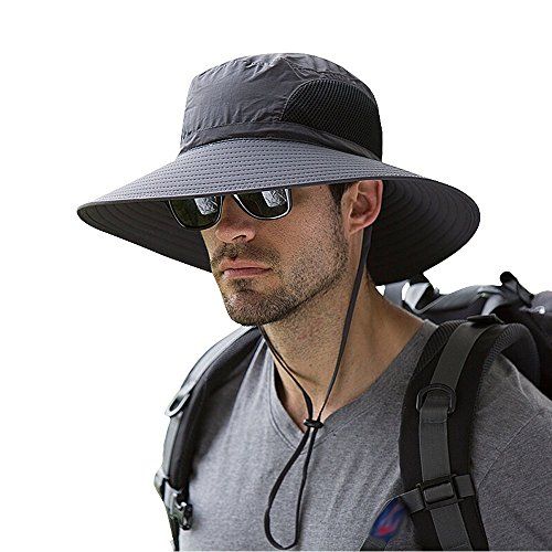 Men S Wide Brim Sun Hat Outdoor Sunscreen Waterproof Bucket Mesh Boonie Hat For Travel Camping