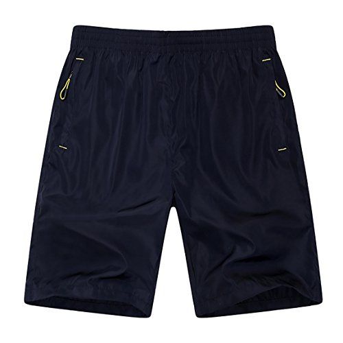 Sofishie Men's Quick Dry Shorts Zipper Pockets - Dark Blue - XL ...