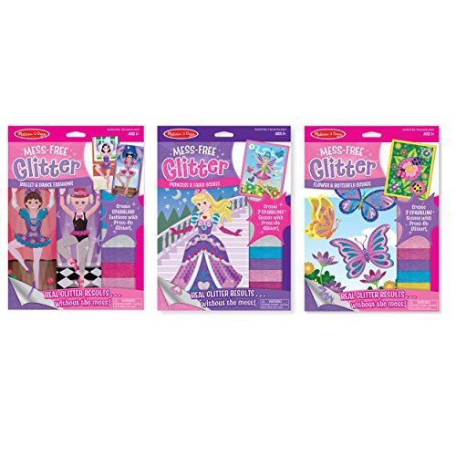 Melissa & Doug Mess-Free Glitter Activity Kits Set: Fashions, Fairies ...