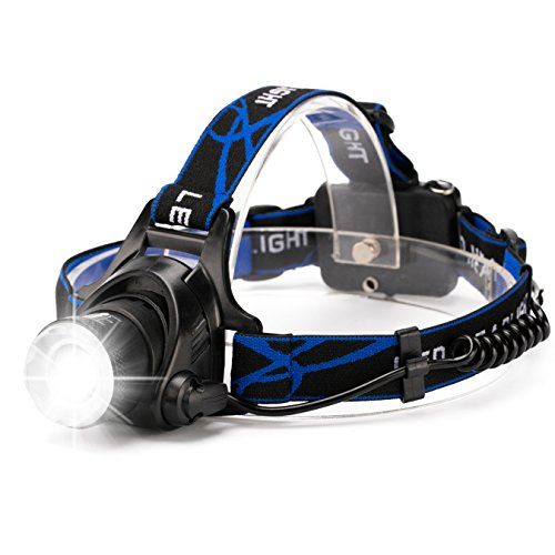 Zoomable Waterproof LED Headlamp Headlight, HFAN 1800 Lumens Hands-free ...