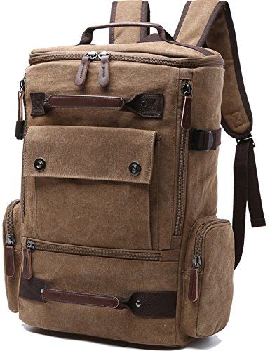 Canvas Backpack, Aidonger Vintage Canvas School Backpack Hiking Travel ...