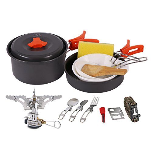 REDCAMP Outdoor Camping Cookware Set with Stove, Lightweight Compact