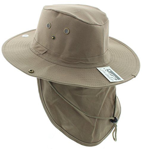 Wide Brim Unisex Safari/Outback Summer Hat w/Neck Flap (Extra Large ...