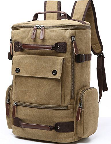 Canvas Backpack, Aidonger Vintage Canvas School Backpack Hiking Travel ...