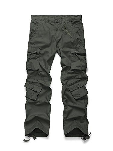 OCHENTA Men's Outdoor 8 Pockets Military Cargo Pant #3357 Dark Grey 34 ...