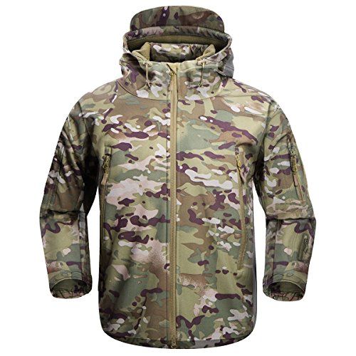 FREE SOLDIER Men's Outdoor Waterproof Soft Shell Hooded Military ...