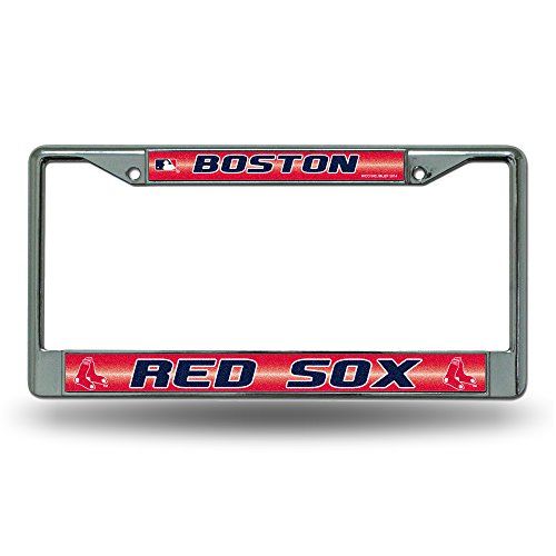 MLB Boston Red Sox Bling License Plate Frame, Chrome, 12 x 6-Inch ...