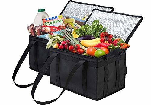 NZ Home 2 Pack Insulated Grocery Box Tote Bag with Reinforced Bottom ...