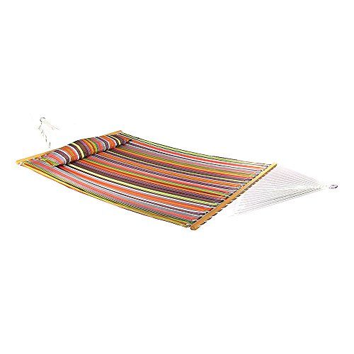 Sunnydaze 2-Person Double Hammock with Spreader Bars, Quilted Fabric Bed, Heavy Duty 450-Pound 