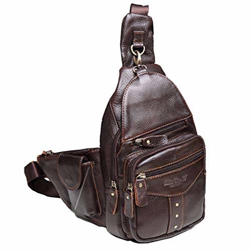 Hebetag Vintage Leather Sling Bag Crossbody Backpack for Men Women ...