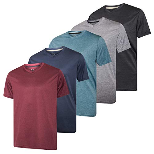 5 Pack:Men's V Neck Quick Dry Fit Dri-Fit Short Sleeve Active Wear ...