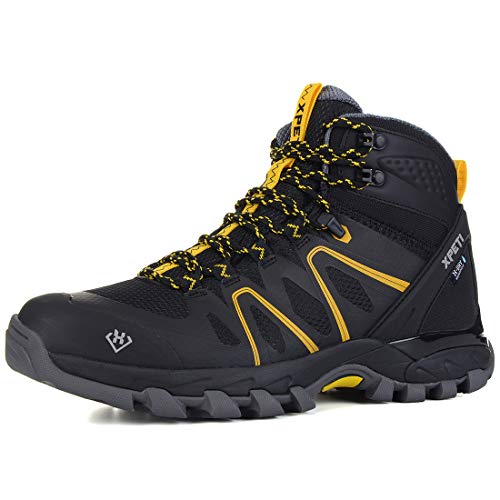 XPETI Men's Wildfire Mid Waterproof Hiking Boot Black/Yellow 11.5 ...