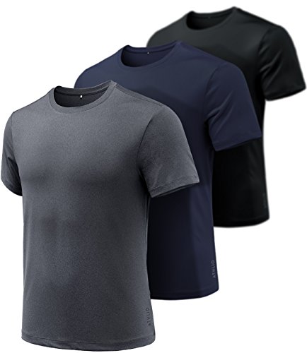 ATHLIO AO-CTS10-KCN_Small Men's Quick-Dri Fit Tee (Pack of 3) 100% Full ...