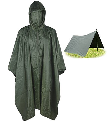 T WILKER 3in1 Rain Poncho Waterproof Camouflage Ripstop Rain Jacket ...