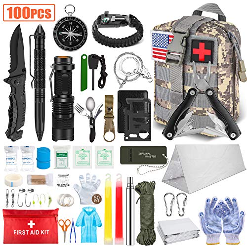TAIMASI 100PCS Emergency Survival Kit and First Aid Kit, Professional ...