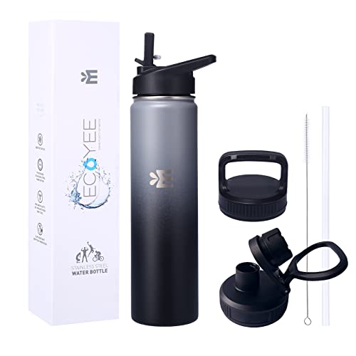  ECOYEE Stainless Steel Water Bottle with 2 Lids